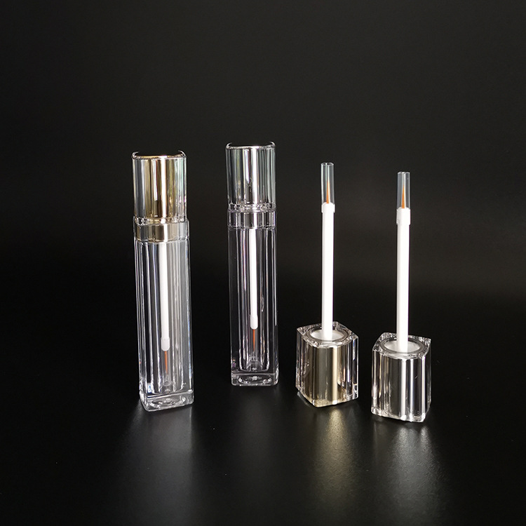 New Arrival Golden Color New Style Unique Lipgloss Bottles Screen Printing Plastic Clear Lipgloss Tubes Custom Logo