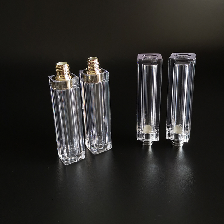 New Arrival Golden Color New Style Unique Lipgloss Bottles Screen Printing Plastic Clear Lipgloss Tubes Custom Logo