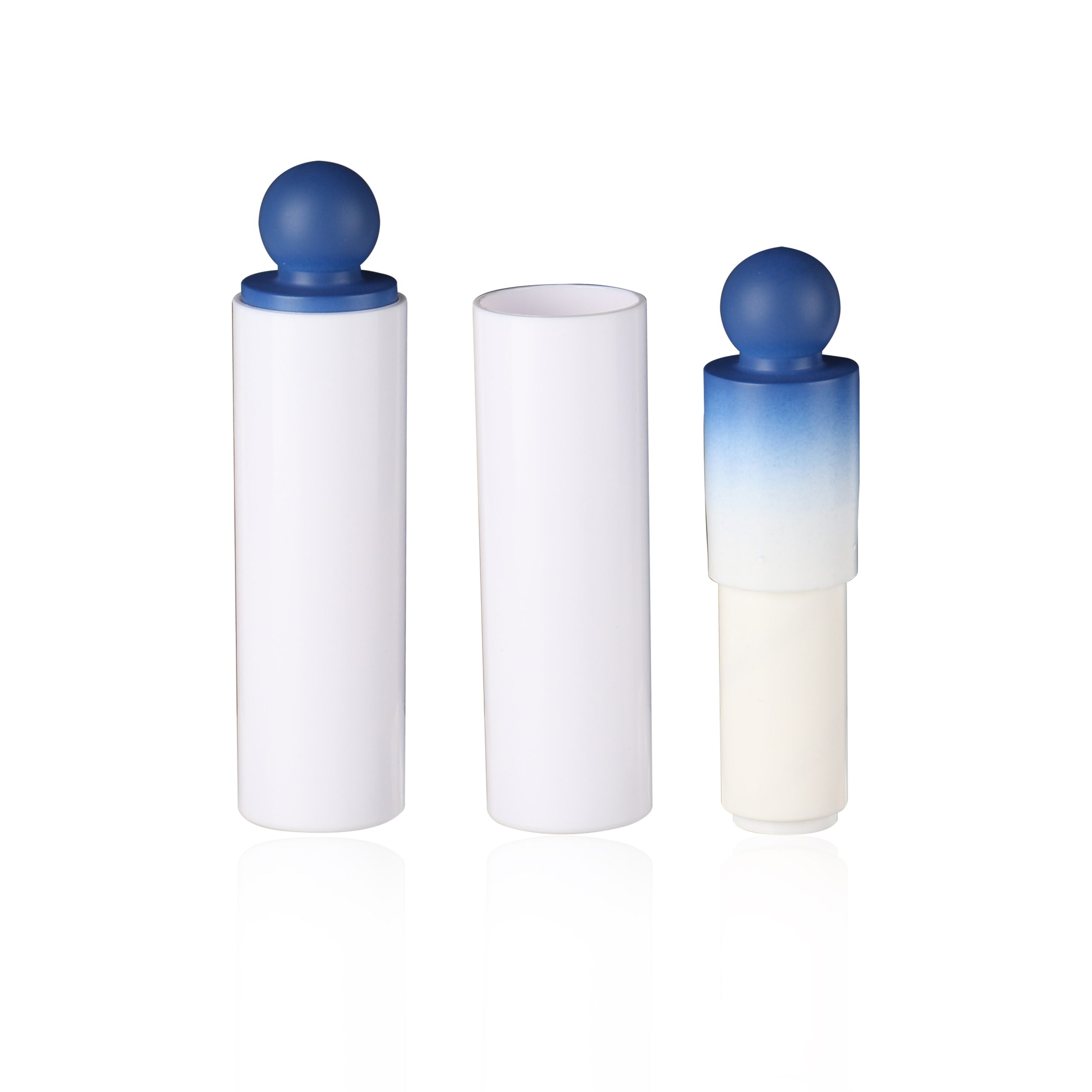 Unique Design Lip Balm Tubes Container Cosmetic Packaging Round Shape Gradient Blue Ball Lipstick Case Press Lipstick Container