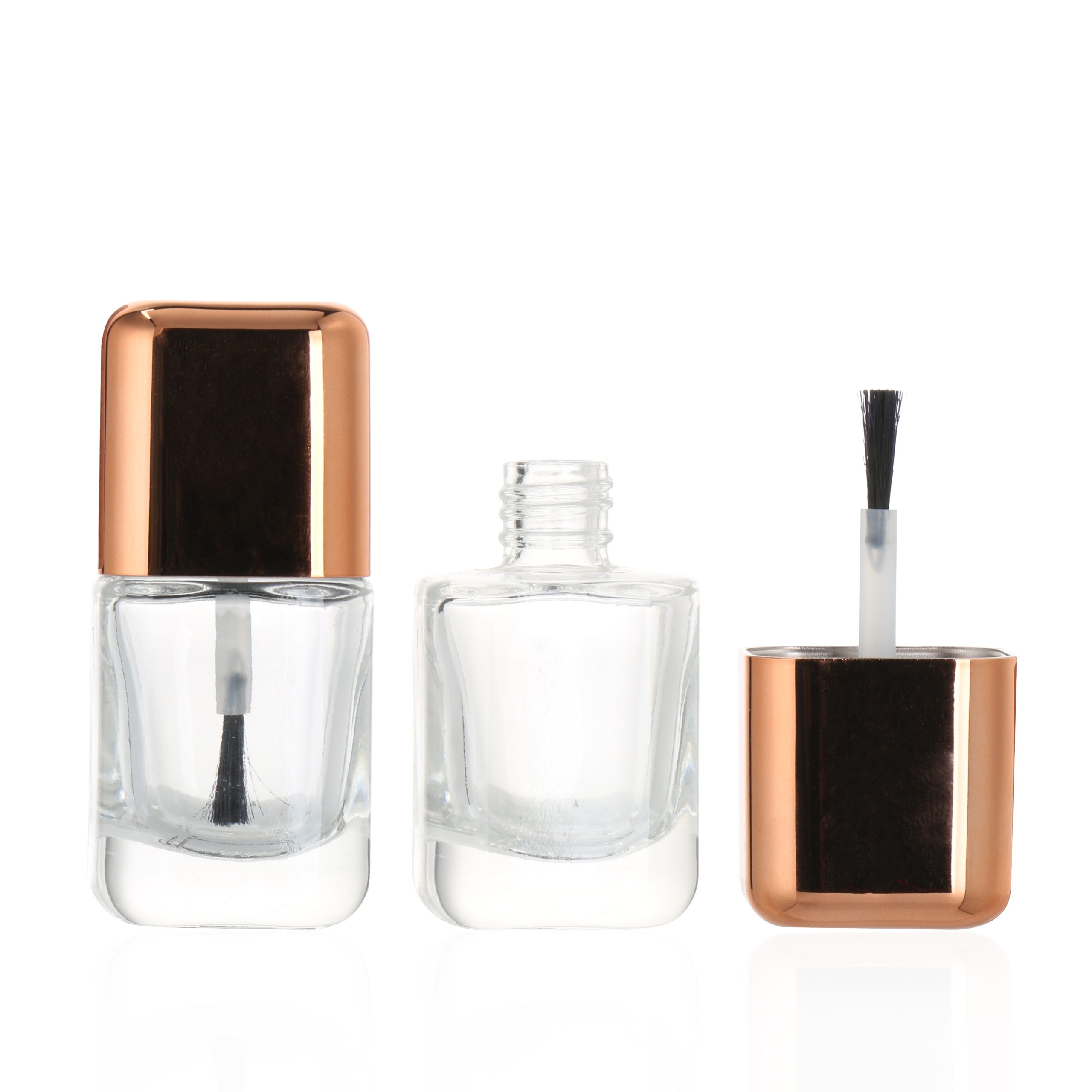 10ml Clear Square Shape Nail Oil Bottle 10ml Empty Rectangle Nail Polish Glass Bottle With Brush Gold Cap