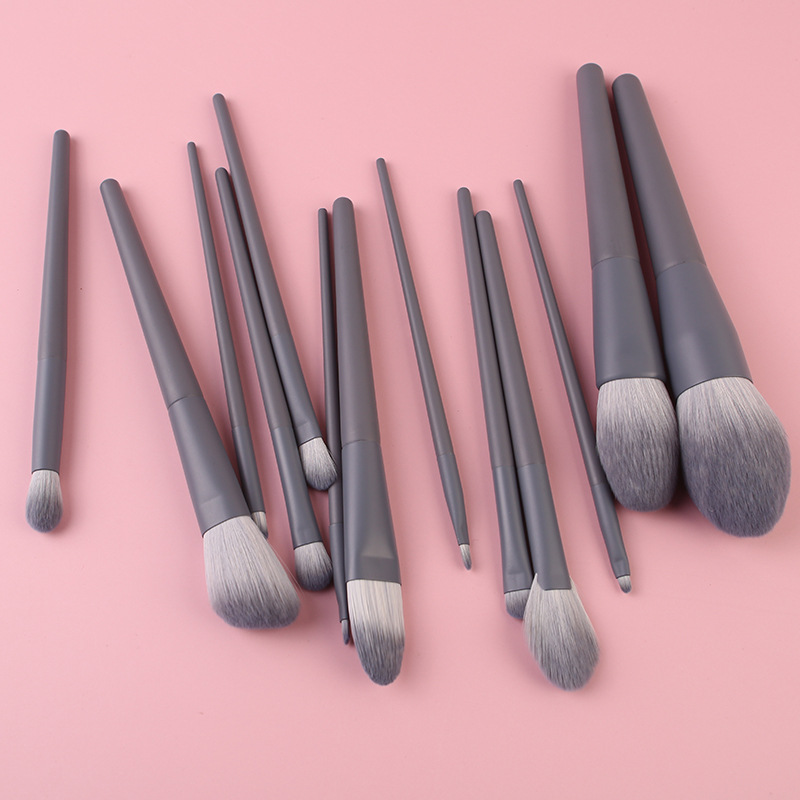 Face Foundation Powder Eye Shadow Highlight Brush Beauty Cosmetic Tools Wood Handle 13pcs Grey Makeup Brushes Set