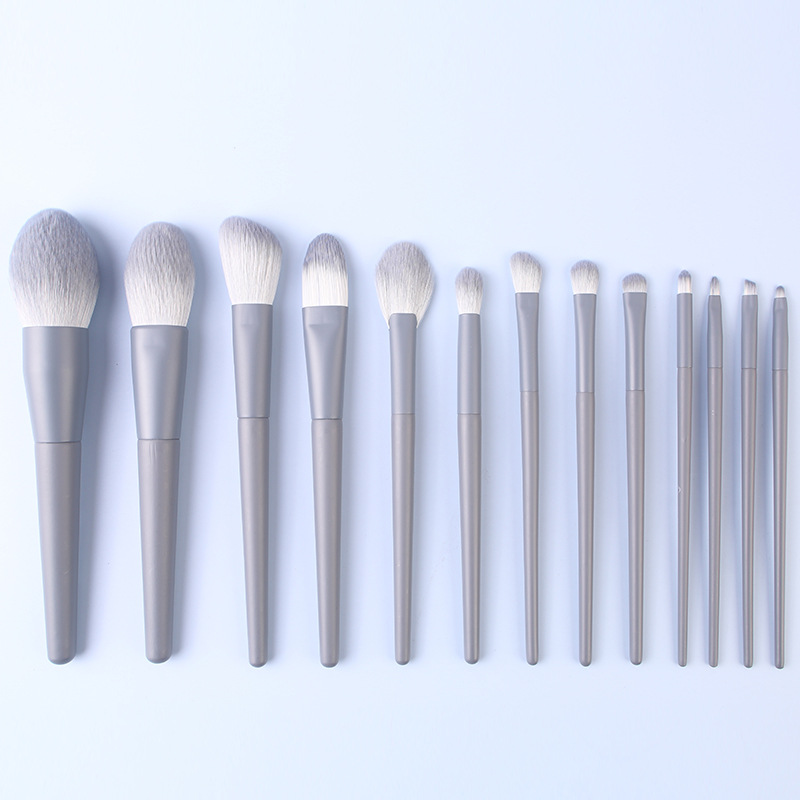 Face Foundation Powder Eye Shadow Highlight Brush Beauty Cosmetic Tools Wood Handle 13pcs Grey Makeup Brushes Set