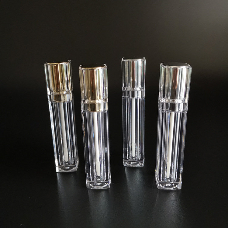 New Arrival Golden Color New Style Unique Lipgloss Bottles Screen Printing Plastic Clear Lipgloss Tubes Custom Logo