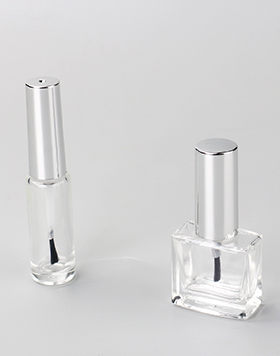 Customized Logo 7ml 10ml Silver Caps Empty UV Gel Nail Polish Clear Glass Bottle With Black Brush