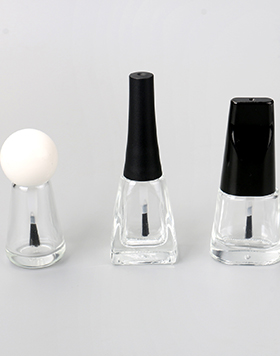 Refillable 8ml Tapered Unique Design Empty Clear Glass Nail Polish Bottle With Brush And Decorative Cap