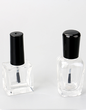 Empty Nail Polish Glass Bottles Square Bottom Shape Transparent 10ml Nail Polish Bottle With Plastic Brush And Black Cap