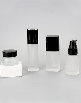 Transparent Flat Square 30ml Liquid Foundation Bottle 30g Cream Jar Frosted Glass Bottles With Lotion Pump