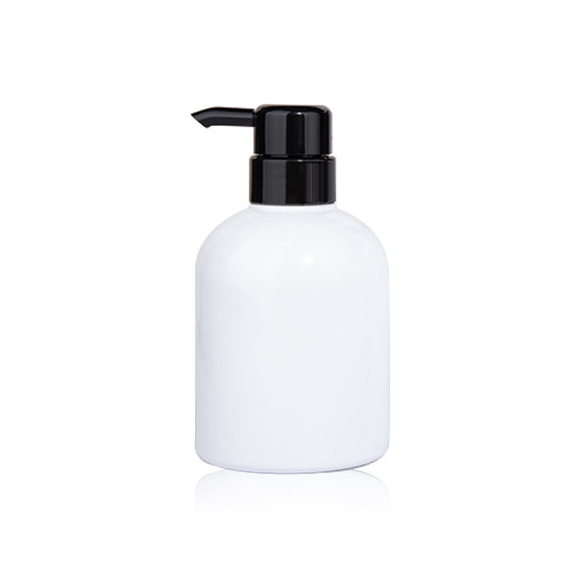 300ml 400ml 500ml 600ml PET Refillable Body Wash Bottle Lotion Empty Plastic Round Shampoo Bottle With White Black Pump