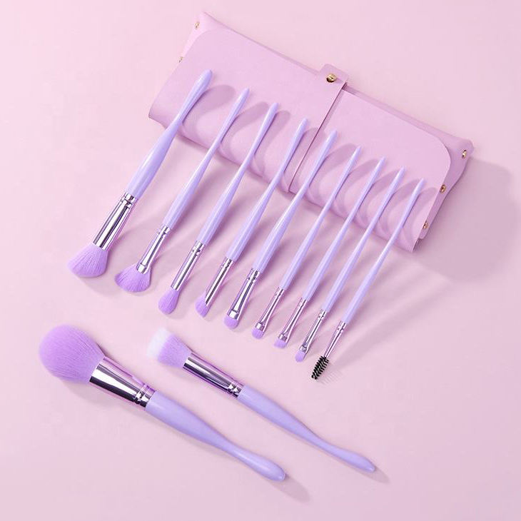 Seahorse Shape Handle 8pcs 11pcs Purple Make Up Brushes Private Label Eyeshadow Foundation Custom Logo Cosmetic Makeup Brush Set