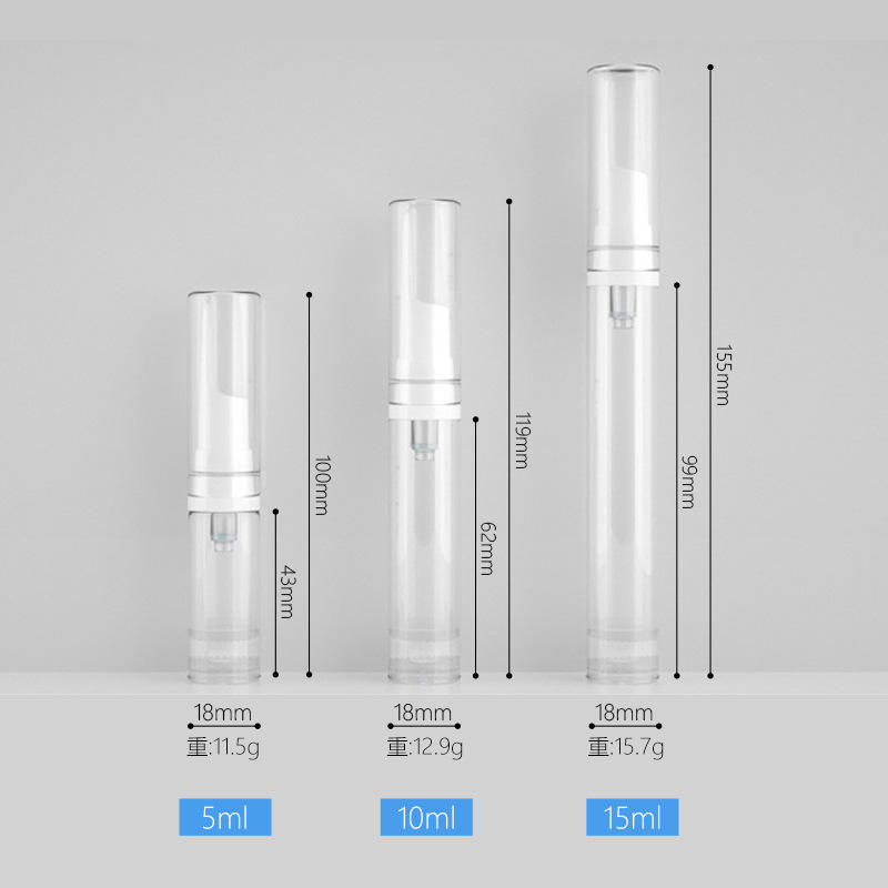 Mini Cosmetic Packaging 5ml 10ml 15ml AS Plastic Empty Refillable Eye Cream Serum Vacuum Dispenser Airless Pump Bottles