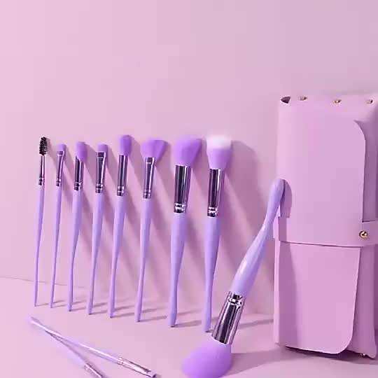 Seahorse Shape Handle 8pcs 11pcs Purple Make Up Brushes Private Label Eyeshadow Foundation Custom Logo Cosmetic Makeup Brush Set