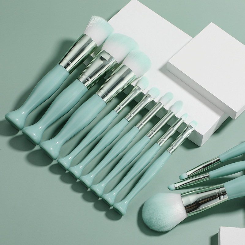 12pcs Vase Bottom Makeup Brush Set High Quality Exquisite Beauty Tool Mirror Makeup Brush Set Apple Green Makeup Brushes