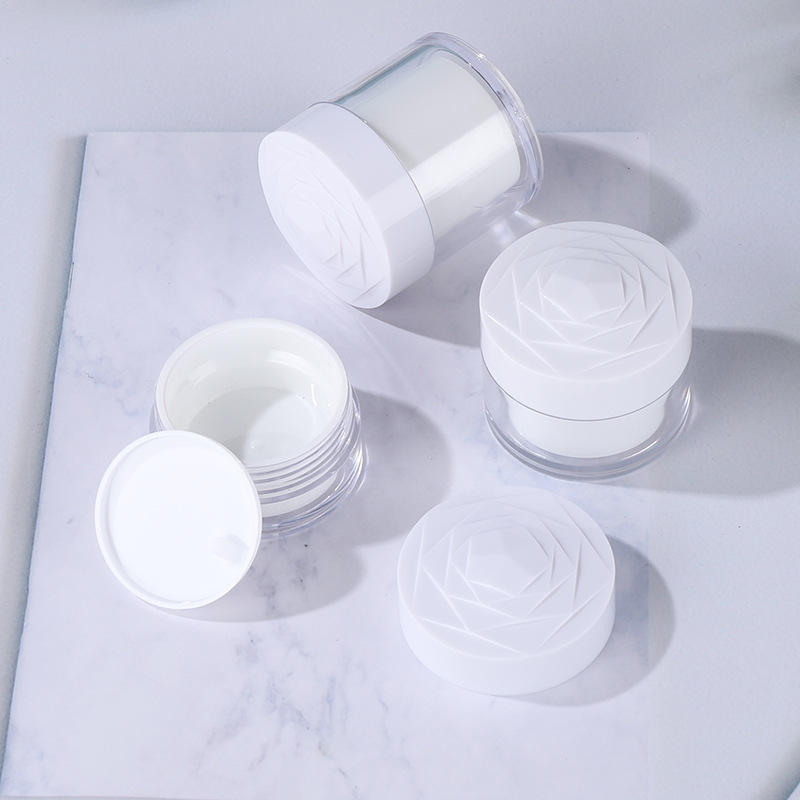 20g 30g 50g Rose Cap Double Layer Refillable Cream Bottle AS Plastic Skin Care Cosmetic Container Jar With Flower Shape Lid