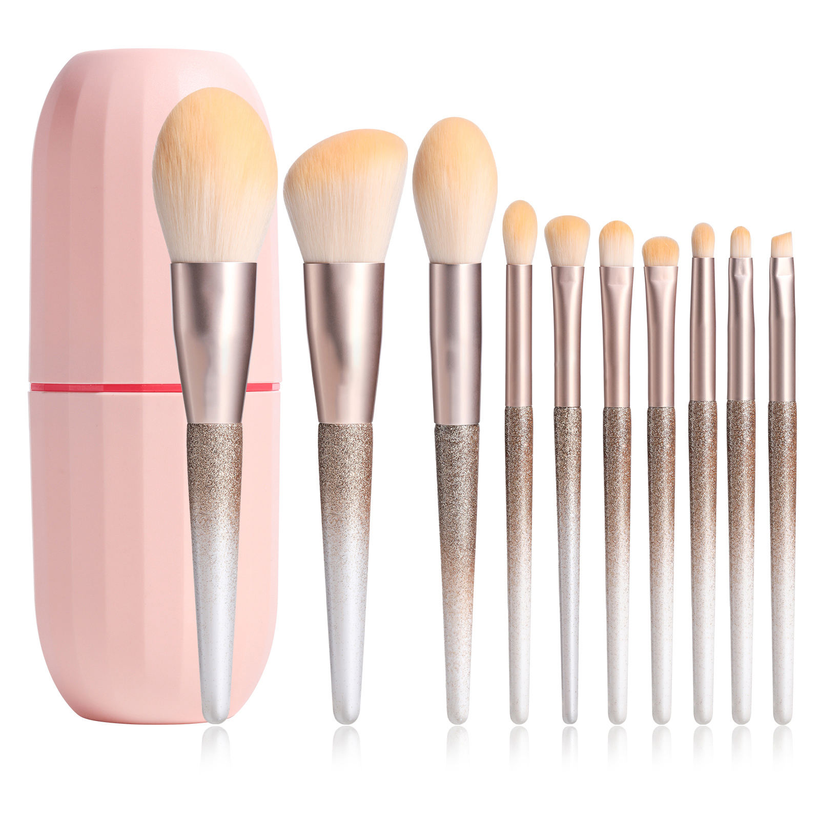 Private Label New 10pcs Gold Embellished Makeup Brush High-Grade Microcrystalline Fiber Makeup Brush Set