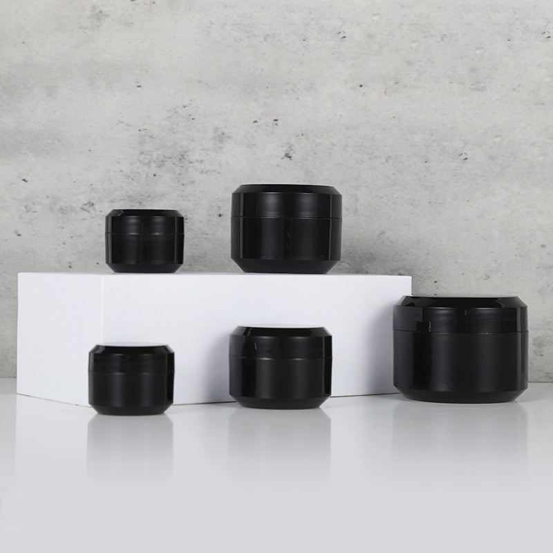 5g 8g 15g 30g 50g Shiny Silver Gold Coating PP Plastic Jar Oblique Angle Shape Black Eye Cream Empty Container With Lid