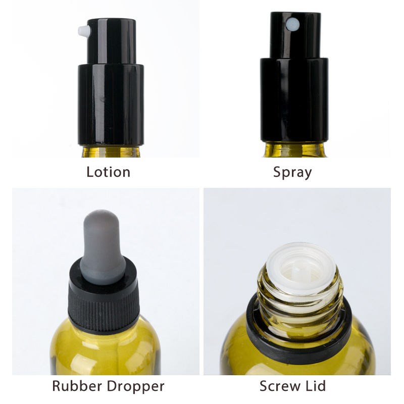 5ml 10ml 15ml 30ml 50ml 100ml Amber Essential Oil Roller Bottle Green Color Dropper Cap Perfume Spray Bottle