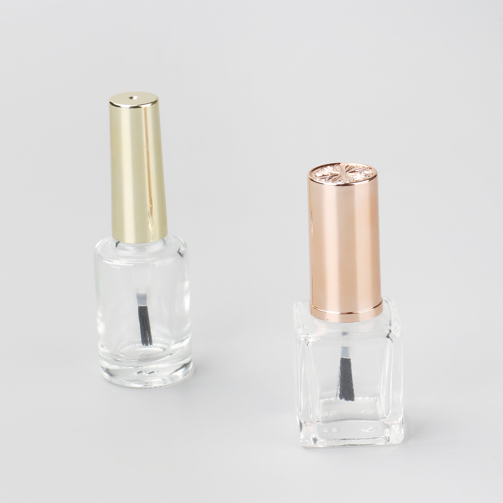 Transparent Luxury Empty 10ml 12ml Rectangular Glass Bottles UV Gel Nail Polish Bottle With Gold Cap