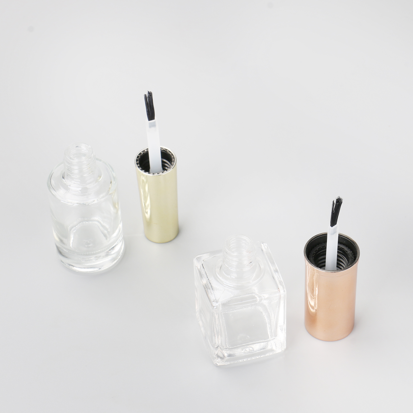 Transparent Luxury Empty 10ml 12ml Rectangular Glass Bottles UV Gel Nail Polish Bottle With Gold Cap