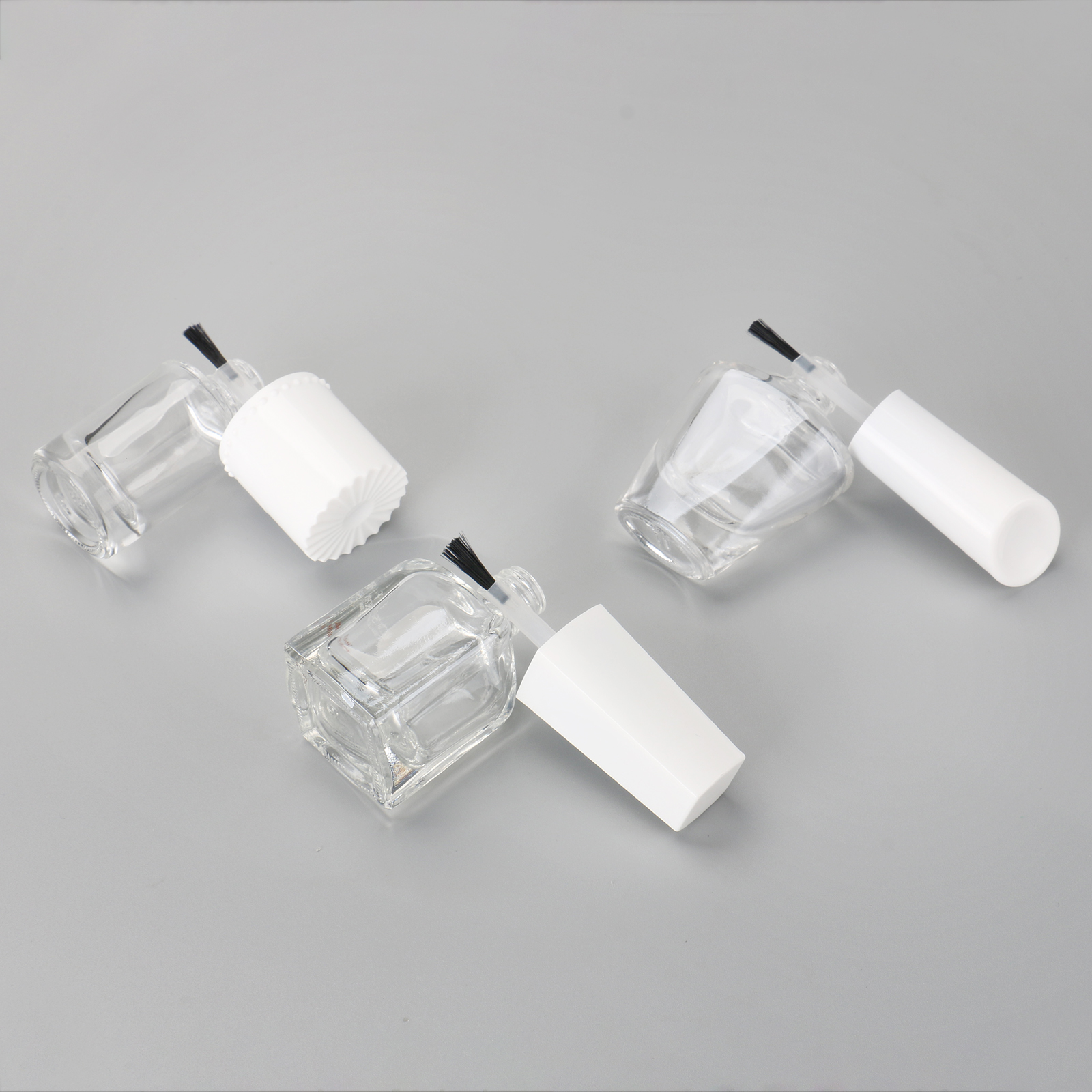 Customized Empty Special Designer White Cap 10ml Nail Polish Bottles Glass UV Gel Nail Polish Bottle With Brush