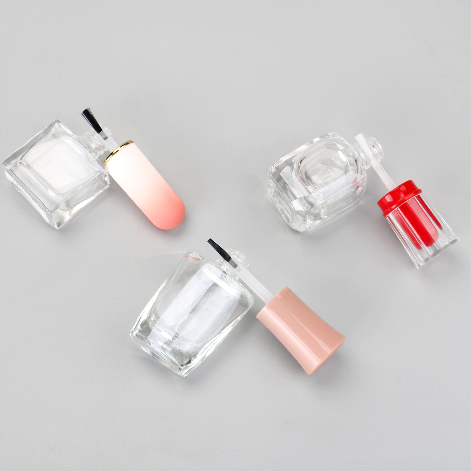 Luxury Custom Logo Empty Nail Oil Bottle Gradient Color Small 10ml Glass UV Gel Nail Polish Bottle With Brush