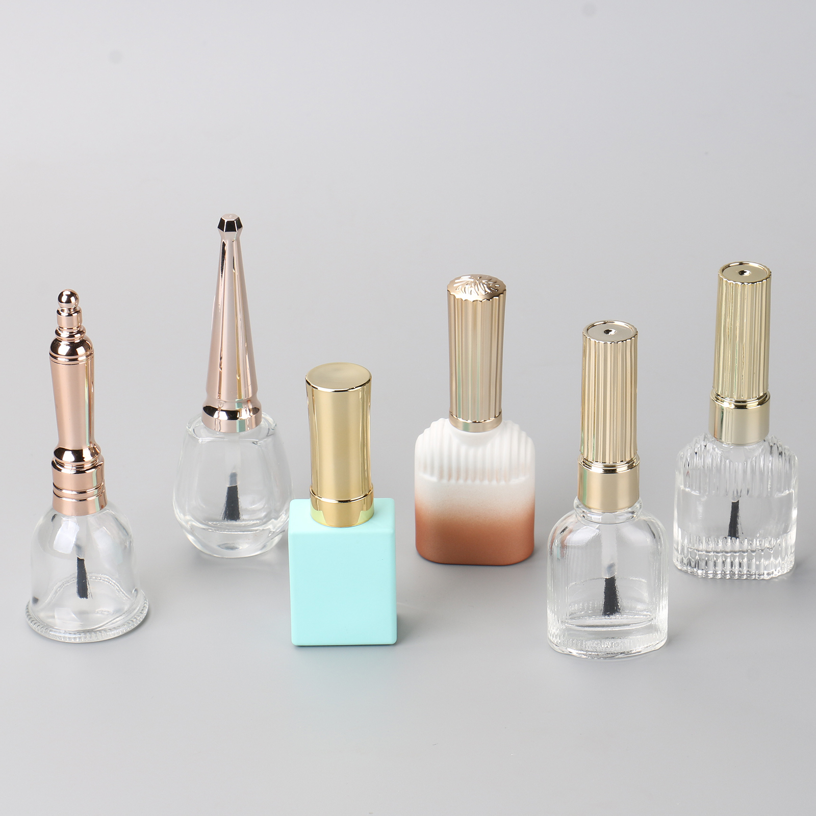 Custom Luxury 8ml 10ml Color Coated UV Gel Glass Empty Nail Polish Bottle With Electroplated Gold Cap