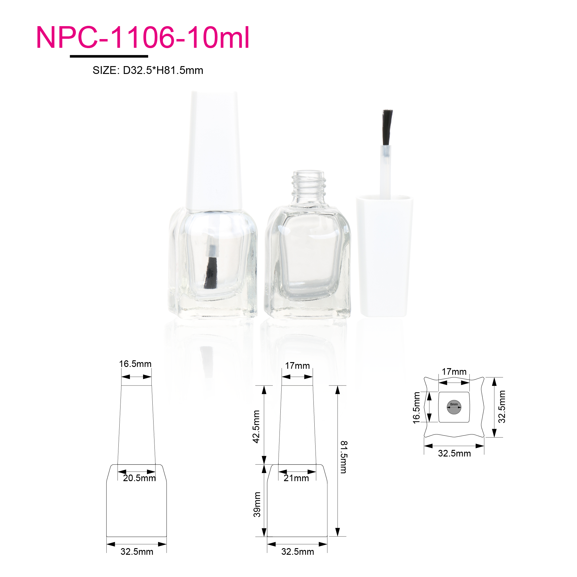 Customized Empty Special Designer White Cap 10ml Nail Polish Bottles Glass UV Gel Nail Polish Bottle With Brush