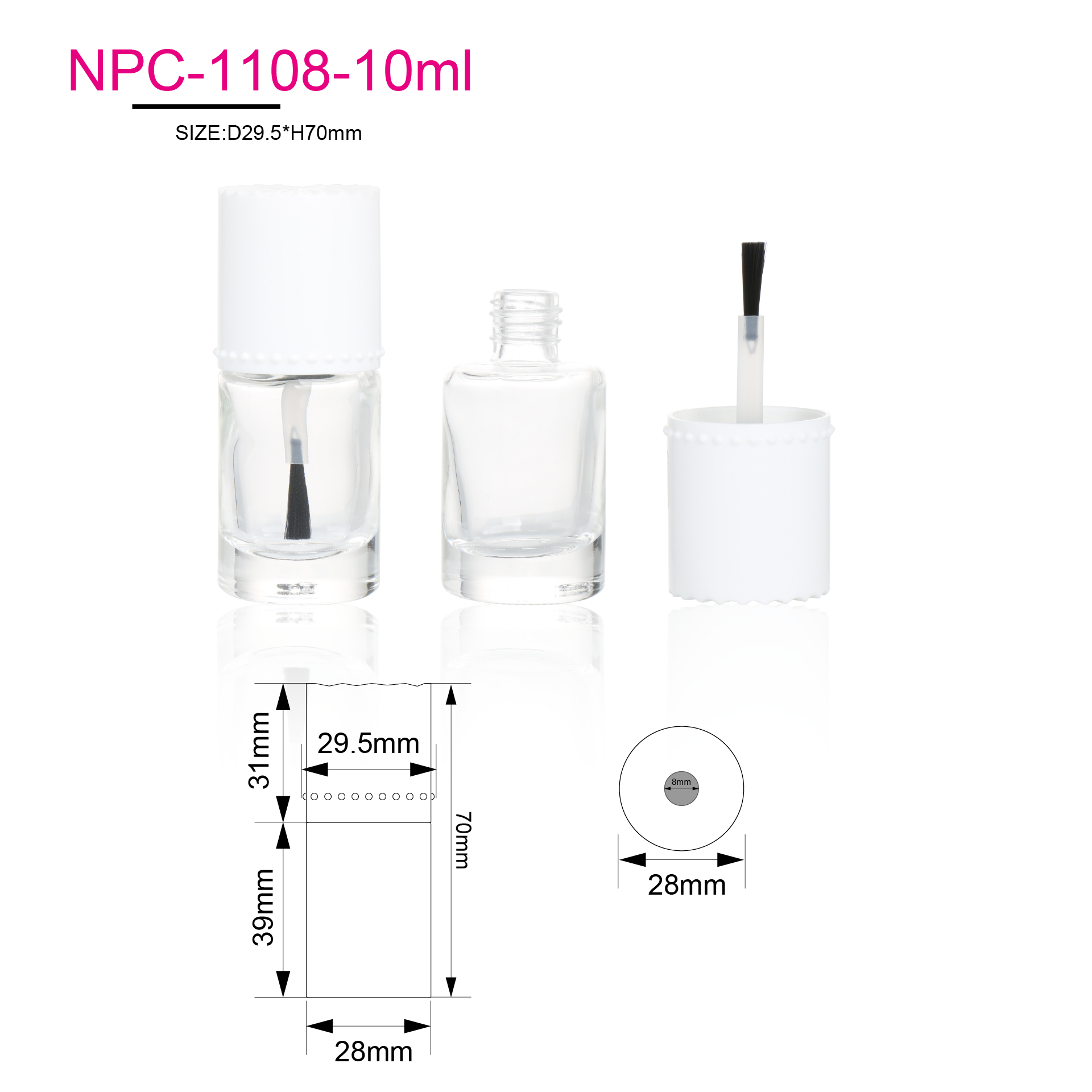 Customized Empty Special Designer White Cap 10ml Nail Polish Bottles Glass UV Gel Nail Polish Bottle With Brush