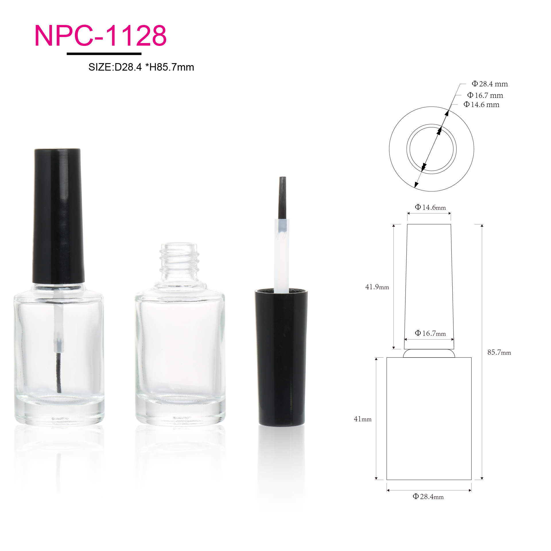 Customized Small Empty 8ml Clear Glass Nail Art UV Gel Bottle Cosmetic Round Nail Polish Bottle With Brush