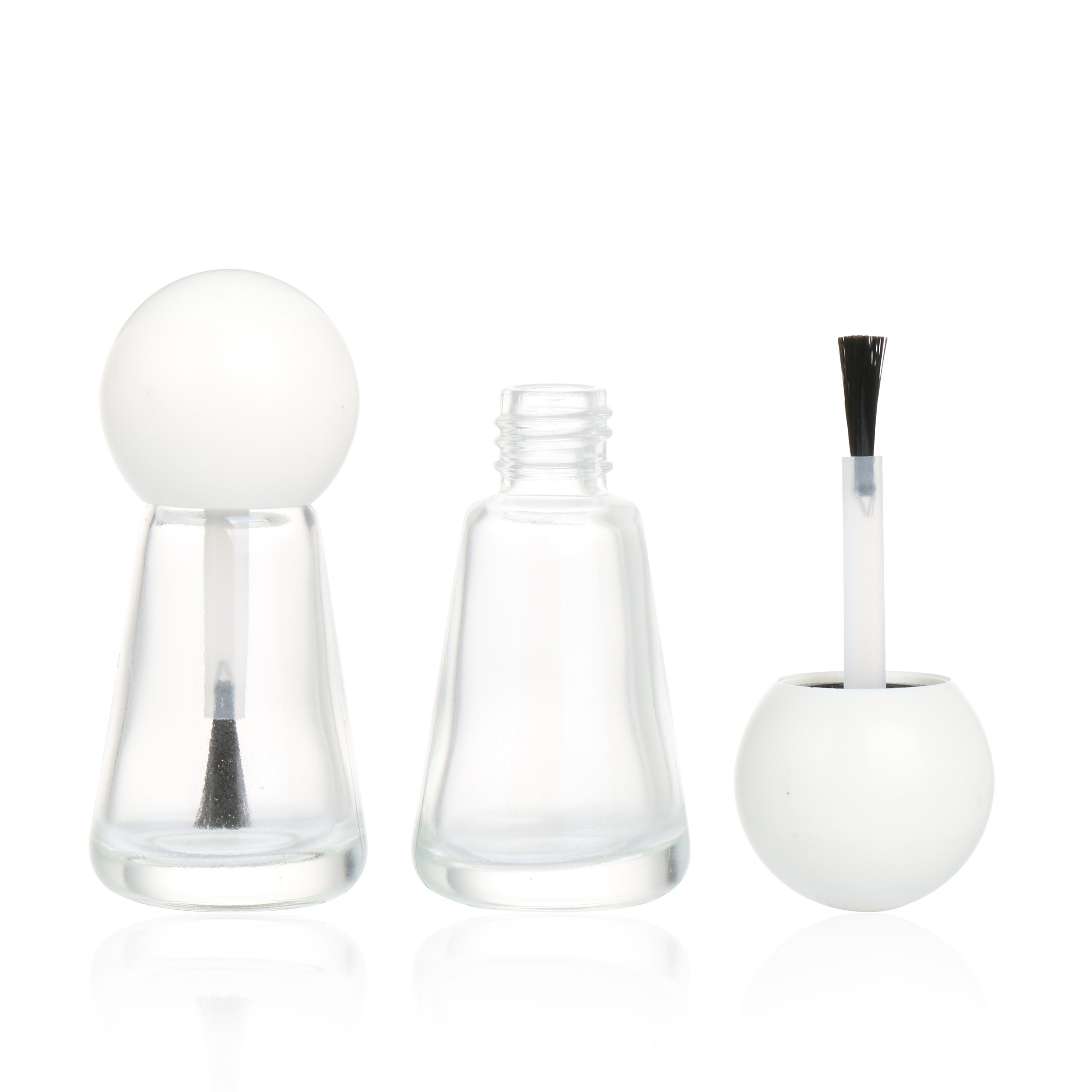 Refillable 8ml Tapered Unique Design Empty Clear Glass Nail Polish Bottle With Brush And Decorative Cap