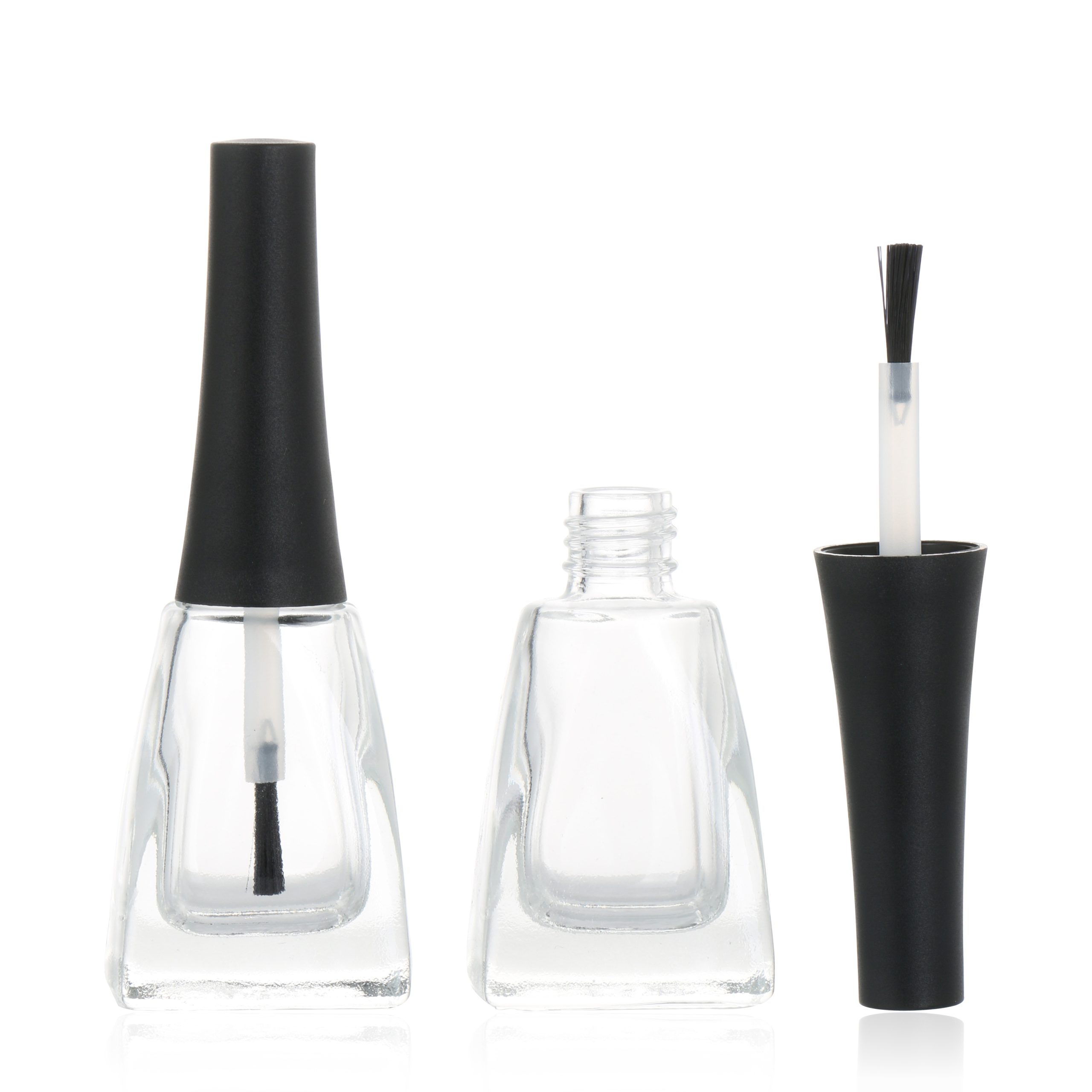 Refillable 8ml Tapered Unique Design Empty Clear Glass Nail Polish Bottle With Brush And Decorative Cap