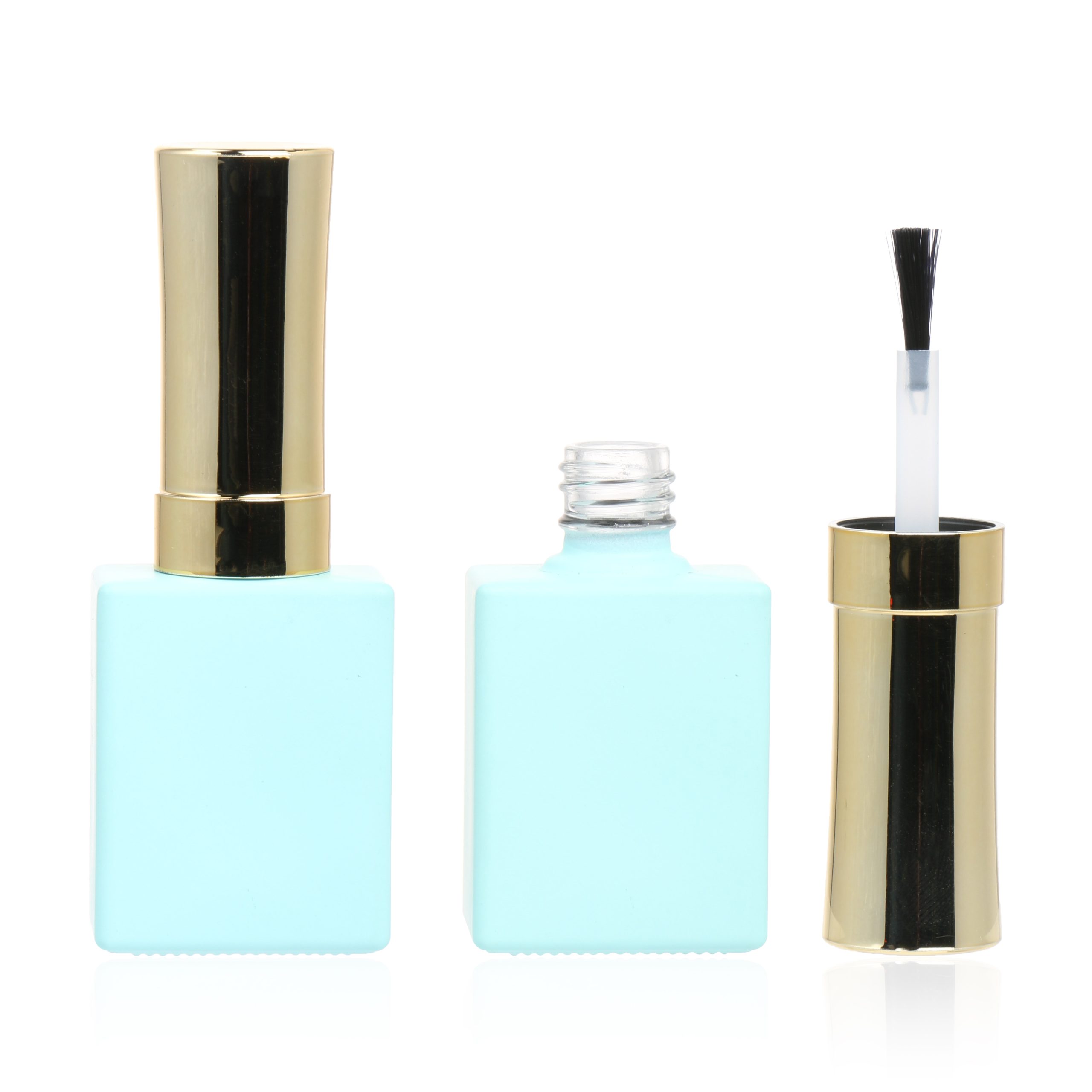 Custom Luxury 8ml 10ml Color Coated UV Gel Glass Empty Nail Polish Bottle With Electroplated Gold Cap