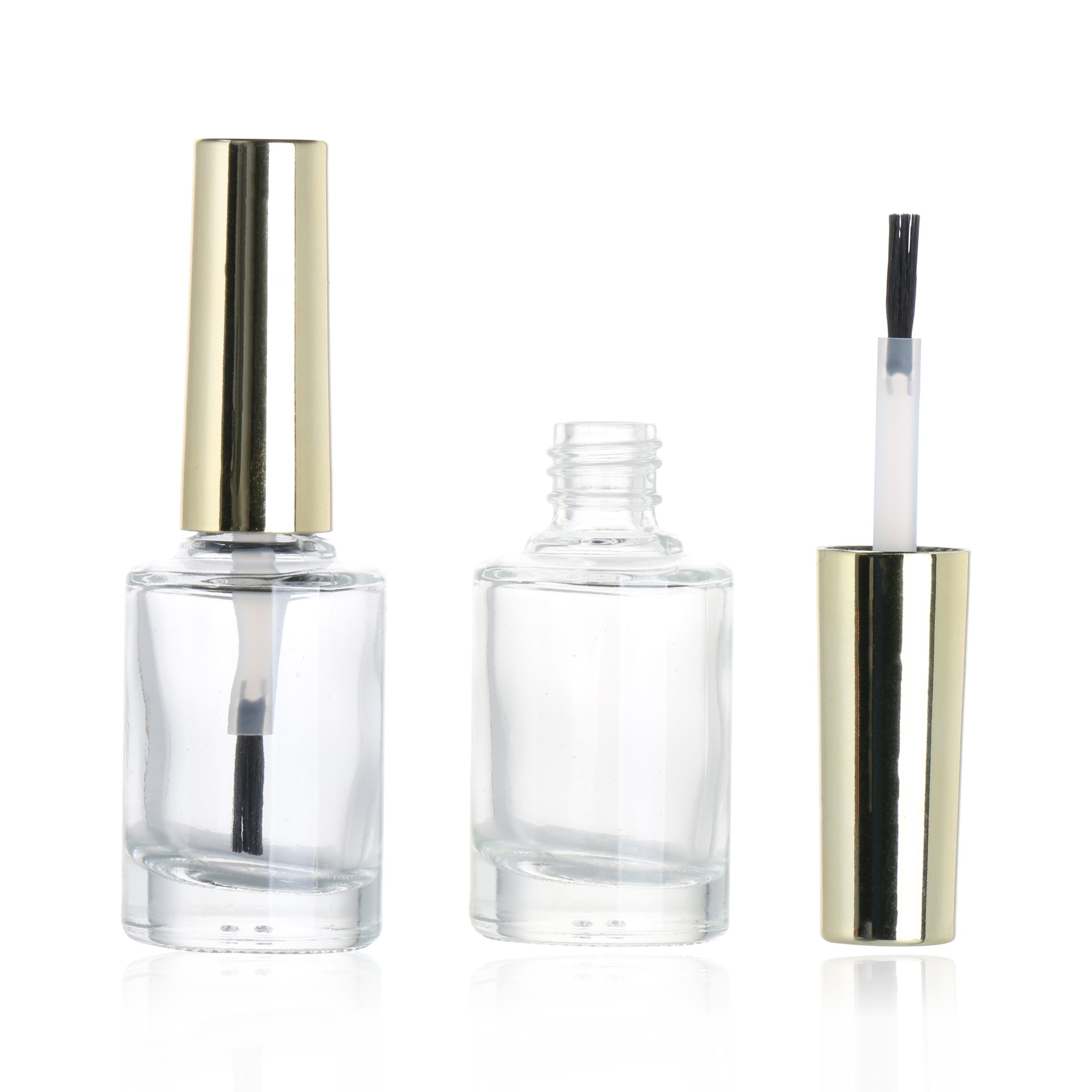 Transparent Luxury Empty 10ml 12ml Rectangular Glass Bottles UV Gel Nail Polish Bottle With Gold Cap