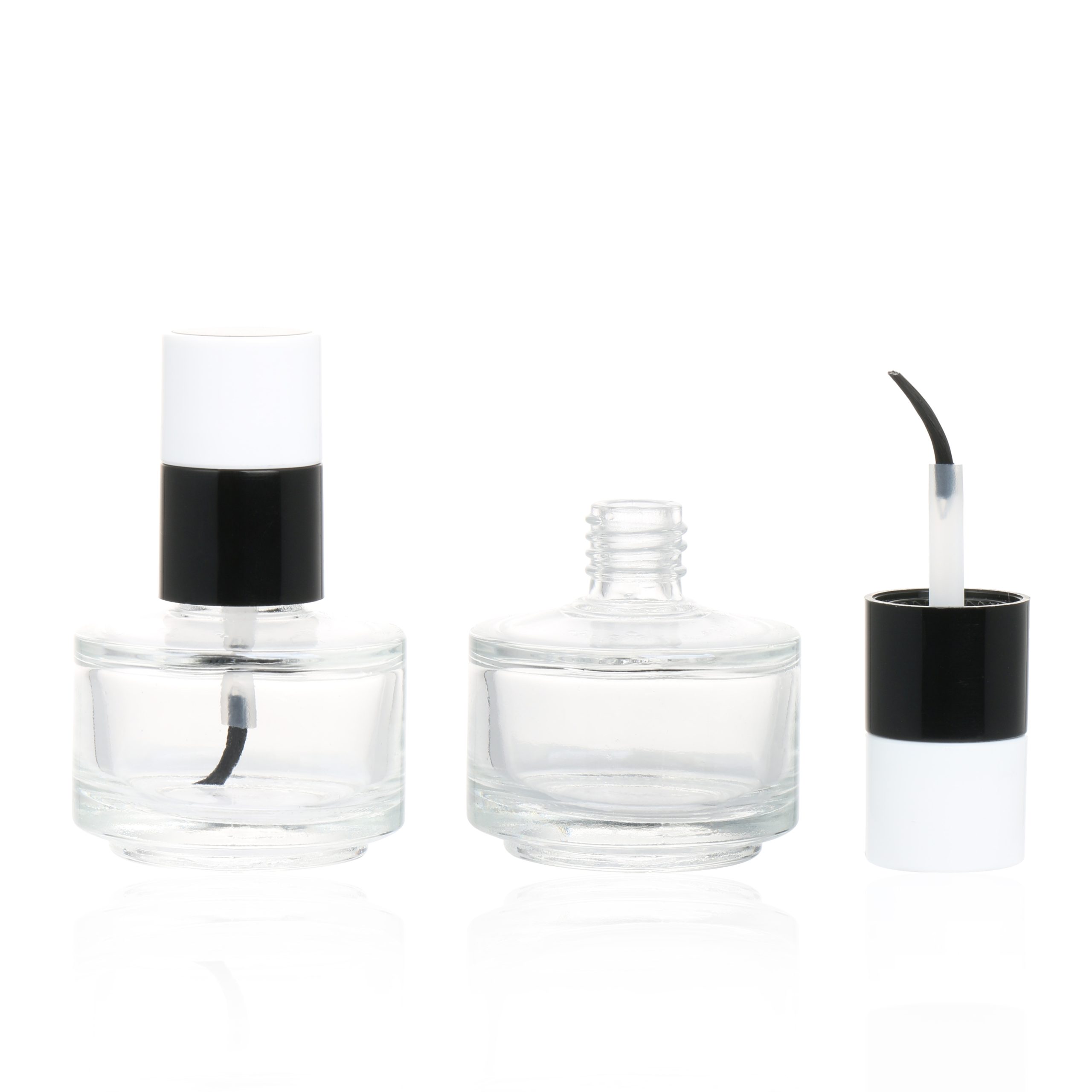 Customized Small Empty 8ml Clear Glass Nail Art UV Gel Bottle Cosmetic Round Nail Polish Bottle With Brush