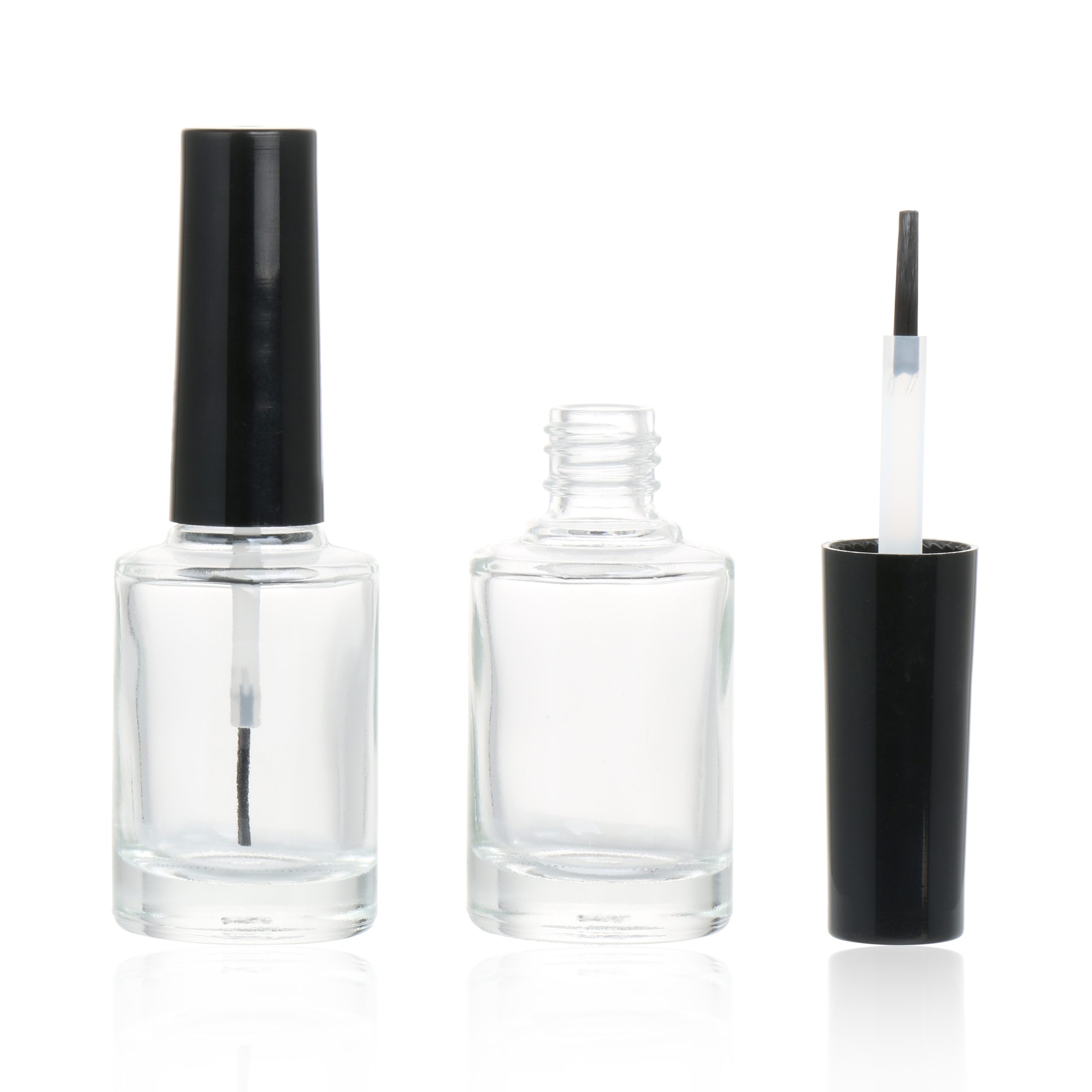 Customized Small Empty 8ml Clear Glass Nail Art UV Gel Bottle Cosmetic Round Nail Polish Bottle With Brush