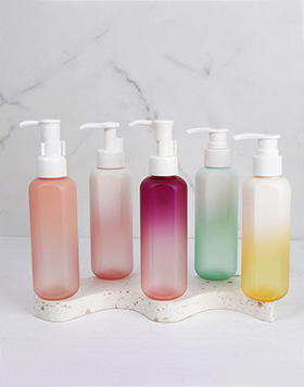 150ml Transparent Gradient Fruit Color PET Plastic Facial Cleansing Bottle Toner Makeup Remover Oil Pump Bottles