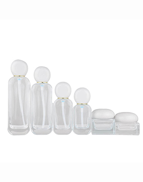 Clear Empty 30ml 50ml 100ml 120ml Cream Cosmetic Glass Jar Lotion Pump Glass Bottle Luxury Flat Square Skincare Packaging Set