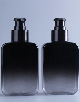 150ml Gradient Black Flat Slant Shoulder Cosmetic Bottle PET Plastic Shampoo Bottles With Pump For Sanitizer Liquid Hand Soap