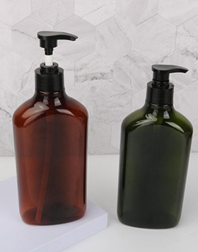 Custom Round Square Flat Green Amber Color Empty 500ml Liquid Soap Shampoo Body Wash Lotion Pump PET Plastic Bottle