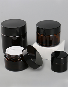 5g 10g 50g 100g Round Amber Face Cream Jar Brown Glass Cosmetic Candle Jar With Black Screw Plastic Cap