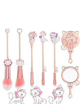 Cartoon Character Marie Cat The Aristocats Makeup Brushes Set Pink Rose Gold Blush Eye Shadow Brush With Mirror For Girls Gift