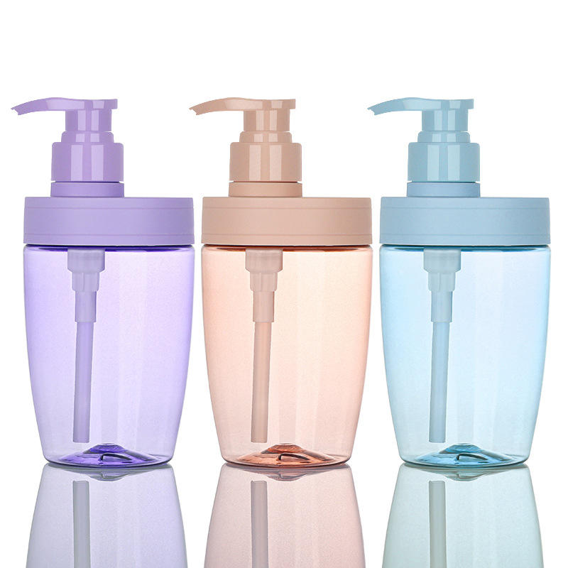 Luxury Cosmetic Containers 500ml 16oz Liquid Soap Shampoo Bottle Wide Mouth Jar With Lotion Pump