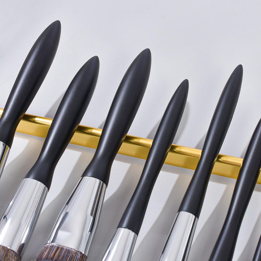 Best Seller Professional 16pcs Private Label Makeup Brush Set Custom Black Handle Synthetic Hair Makeup Brushes With Brush Bag