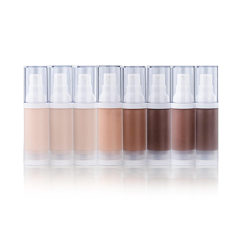 Custom Logo 30ml Liquid Foundation Pressed Bottle 8 Colors Waterproof Full Coverage Vegan Private Label Foundation