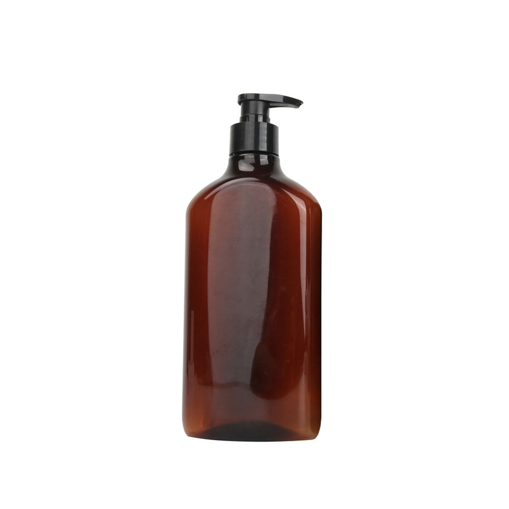 Custom Round Square Flat Green Amber Color Empty 500ml Liquid Soap Shampoo Body Wash Lotion Pump PET Plastic Bottle