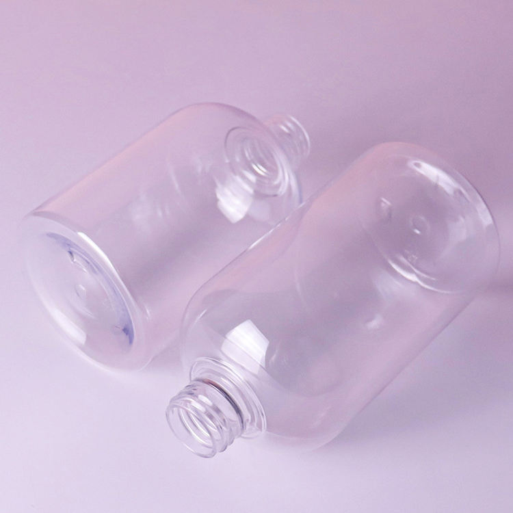 250ml 300ml Clear PET Plastic Round Squeeze Plastic Bottle With Flip Top Cap For Shampoo Conditioner Body Wash Lotion