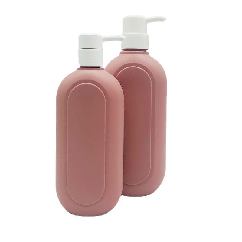 300ml 450ml Eco Friendly Refillable Body Wash Container PE Plastic Flat Round Empty Shampoo Bottle With Lotion Pump