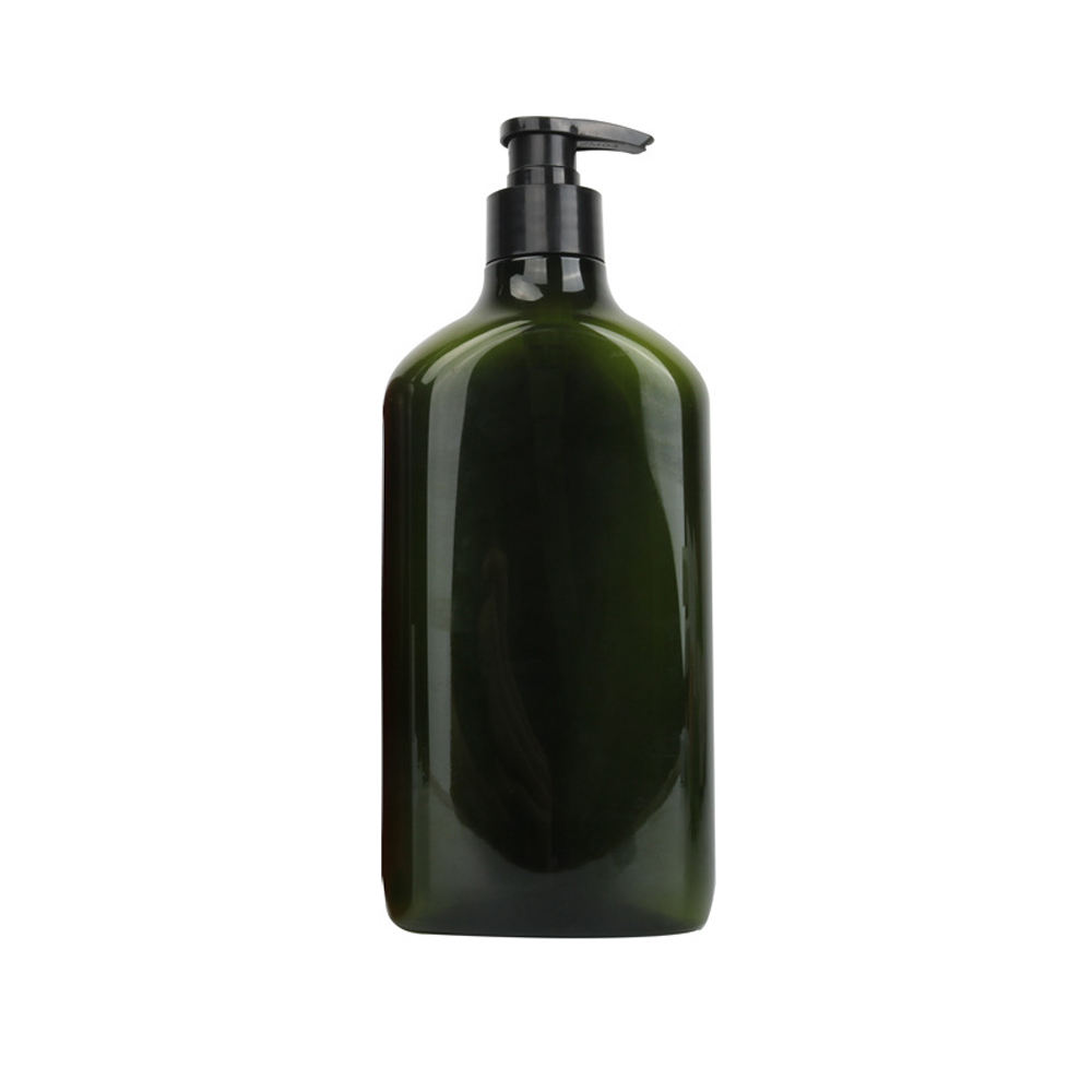 Custom Round Square Flat Green Amber Color Empty 500ml Liquid Soap Shampoo Body Wash Lotion Pump PET Plastic Bottle