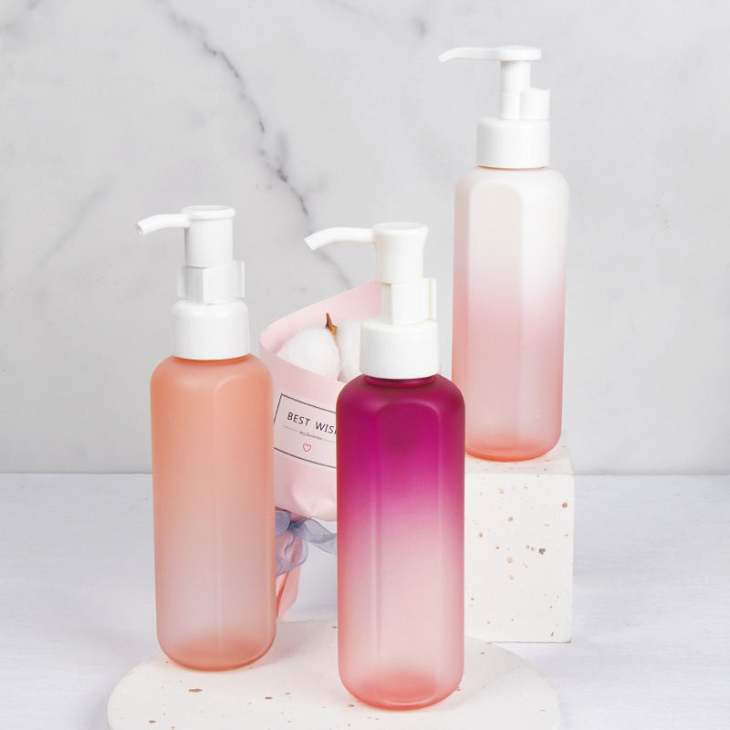 150ml Transparent Gradient Fruit Color PET Plastic Facial Cleansing Bottle Toner Makeup Remover Oil Pump Bottles