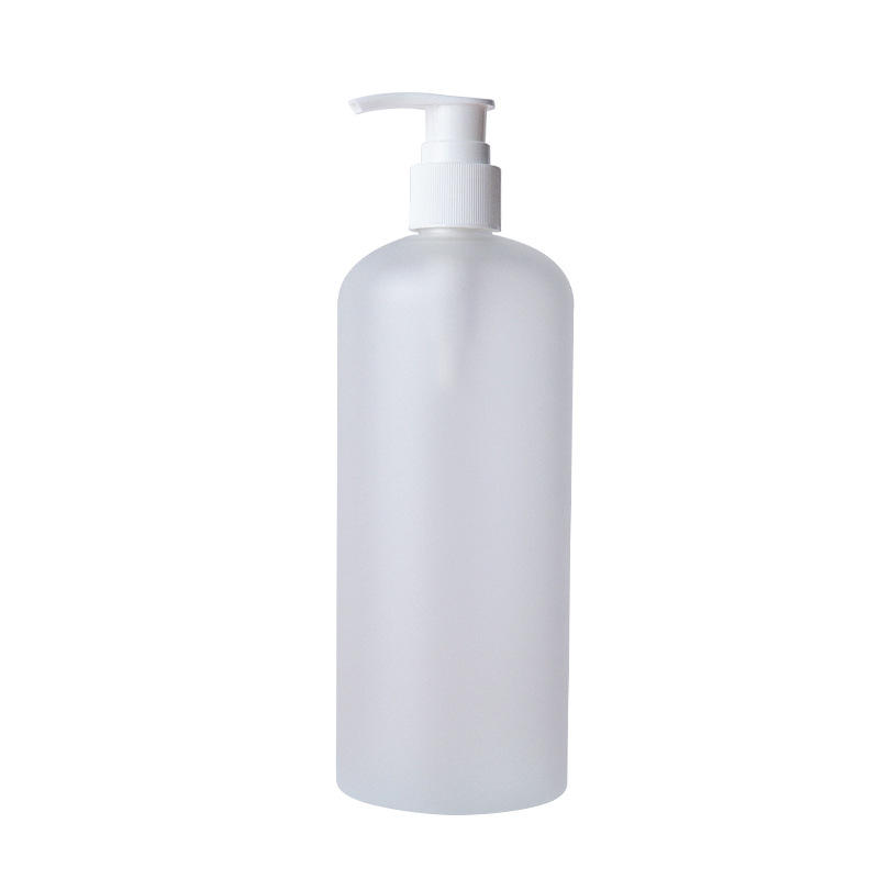 Custom Printed 500ml PET Frosted Plastic Empty Round Shoulder Shampoo Bottles With Lotion Pump