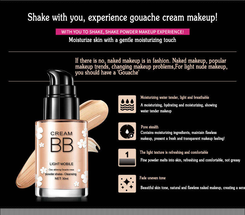 Private Label White Makeup Liquid Foundation Serum BB Cream Brighten Glow Whitening Liquid Foundation